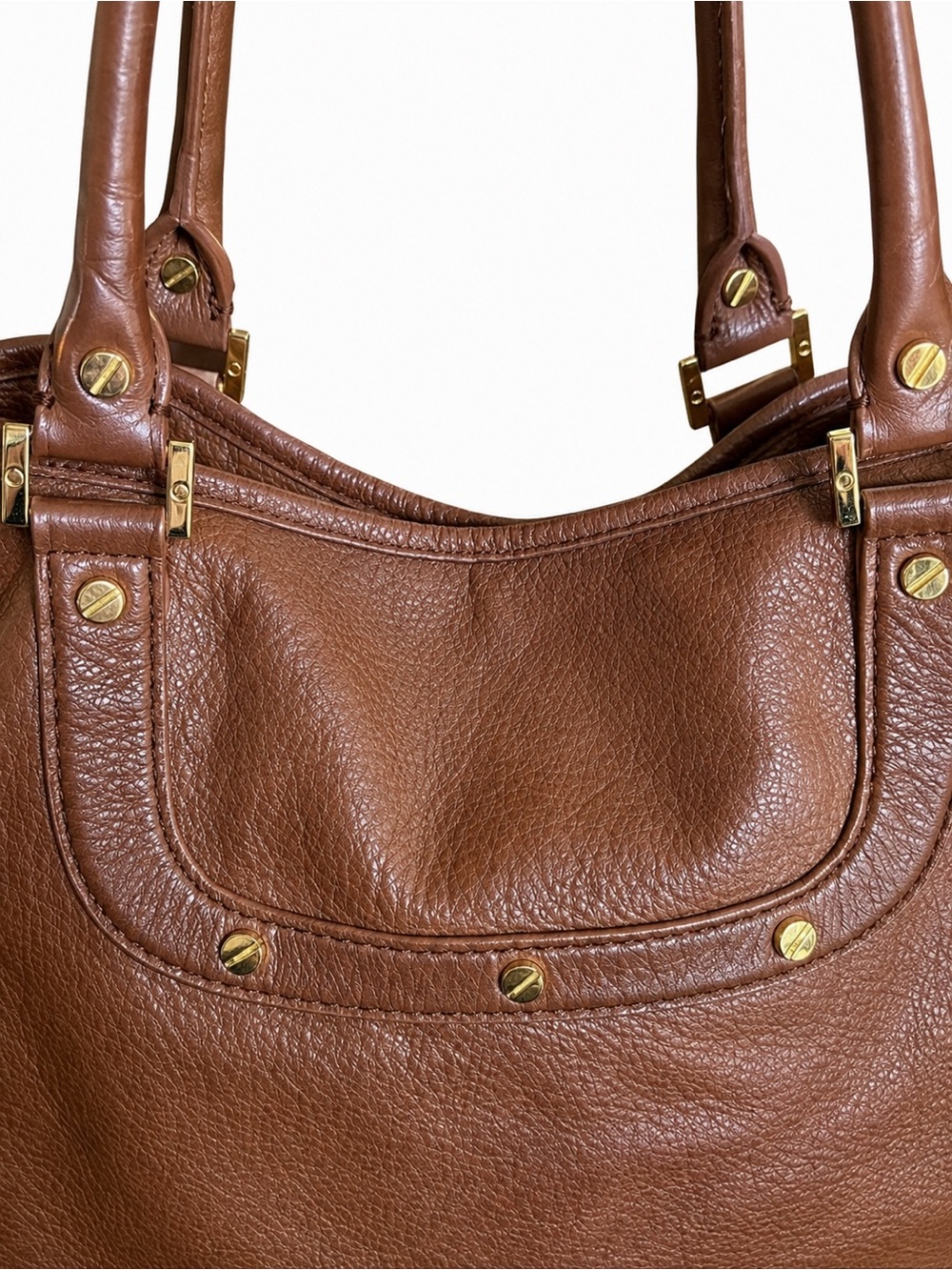 Tory Burch Amanda Brown Pebbled Leather Shoulder Tote Crossbody Bag - Picture 10 of 15